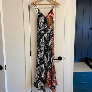 Farm Rio Tropical Maxi Black and White print mixed with colorful banana print